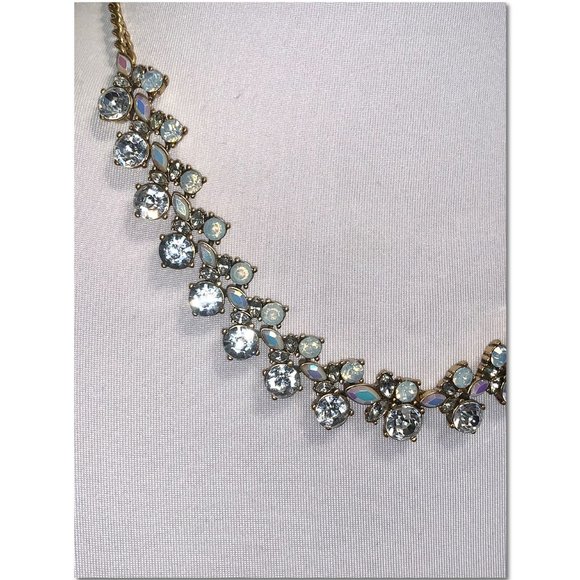 J. Crew Crystal and Opal Cluster Statement Necklace EUC - Picture 3 of 9